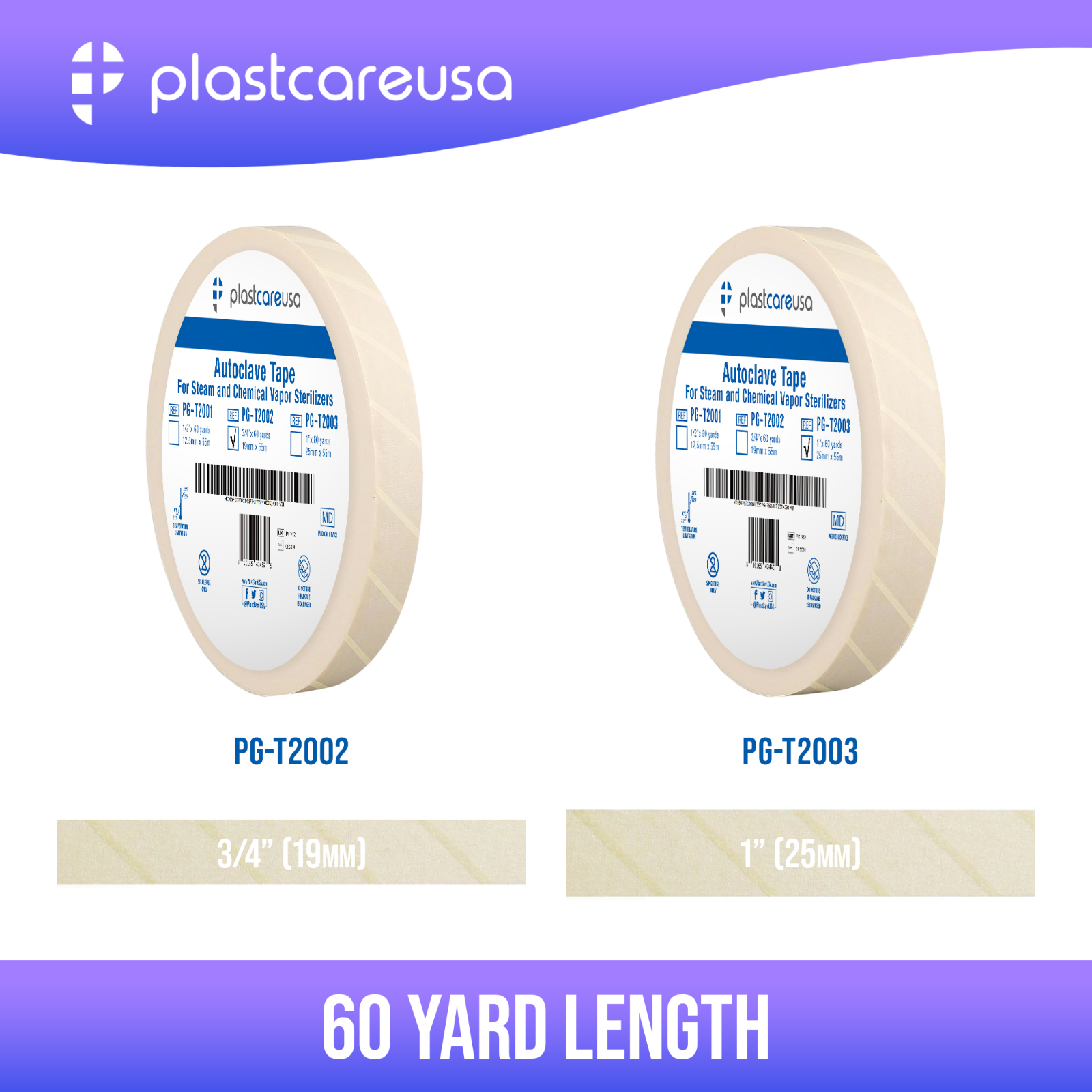 Autoclave Tape 1" x 60 Yards, Sterilization Indicator Roll for Steam Chemical