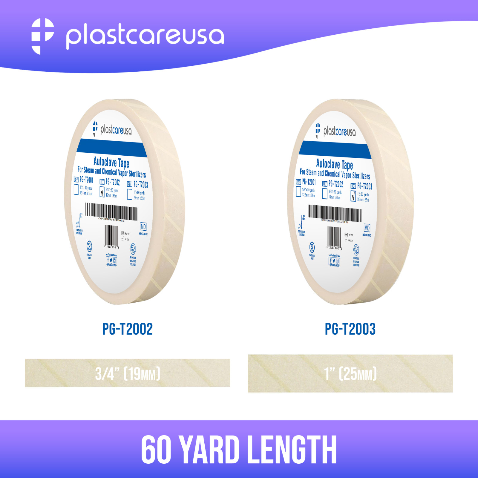 Autoclave Tape 3/4" x 60 Yards, Sterilization Indicator Roll for Steam Chemical