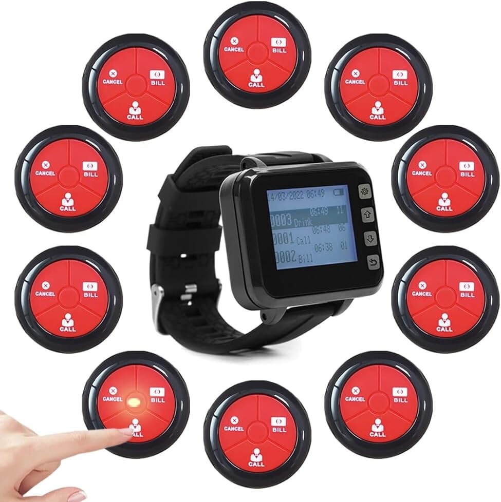 Restaurant Pagers for Servers Wireless Waiter Call system Waterproof
