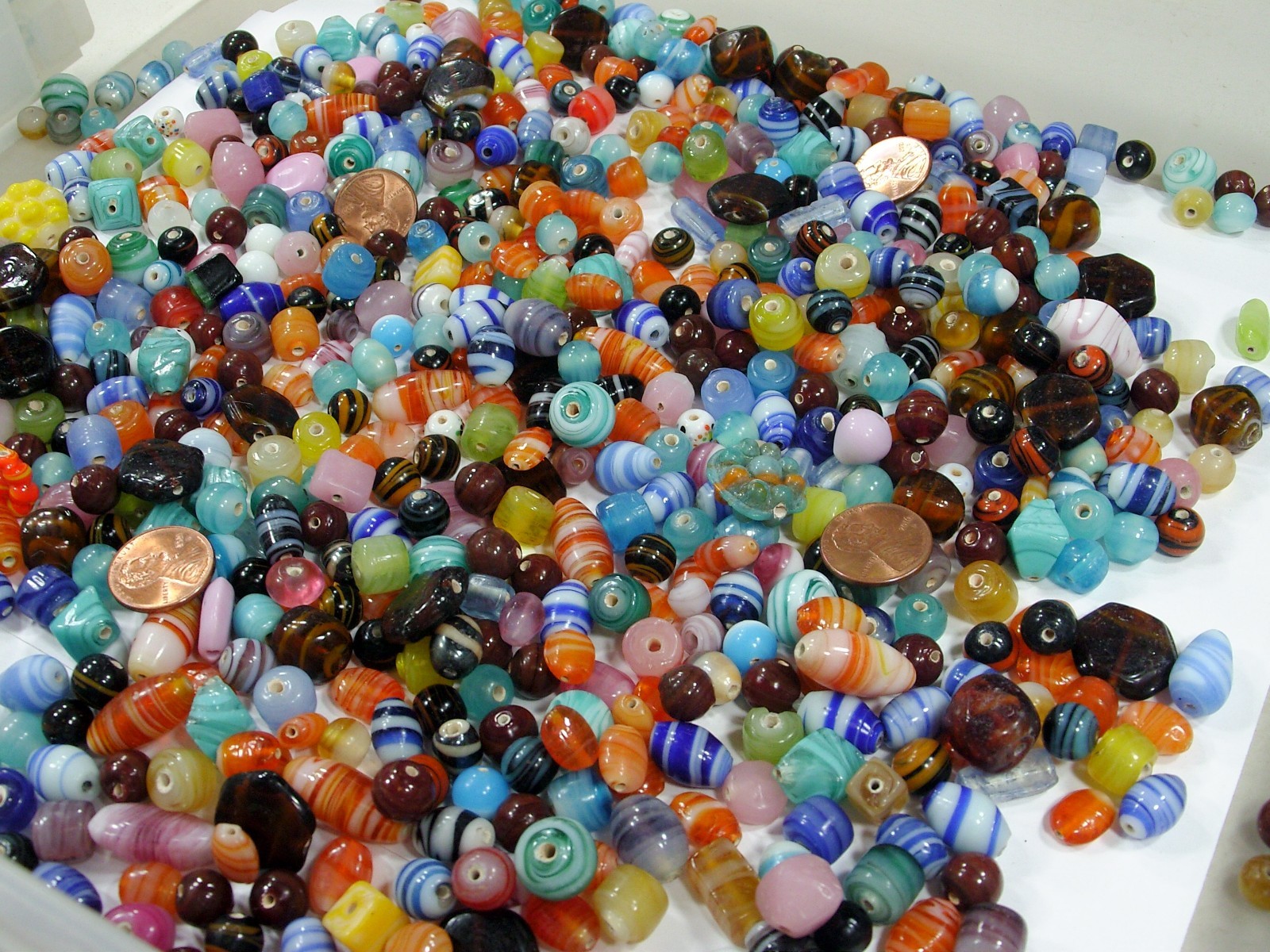 2 Pounds Assorted Shapes and Sizes India Handmade Multicolor Glass Beads (D-8) ⭐