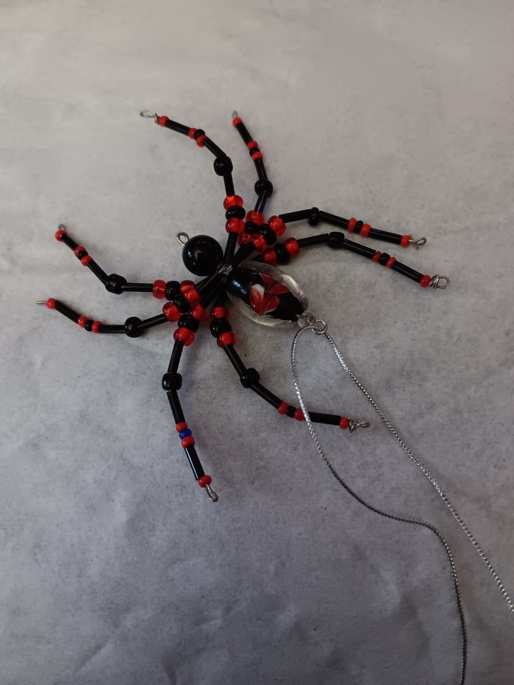 Handmade Beaded Spider #3 Black/red