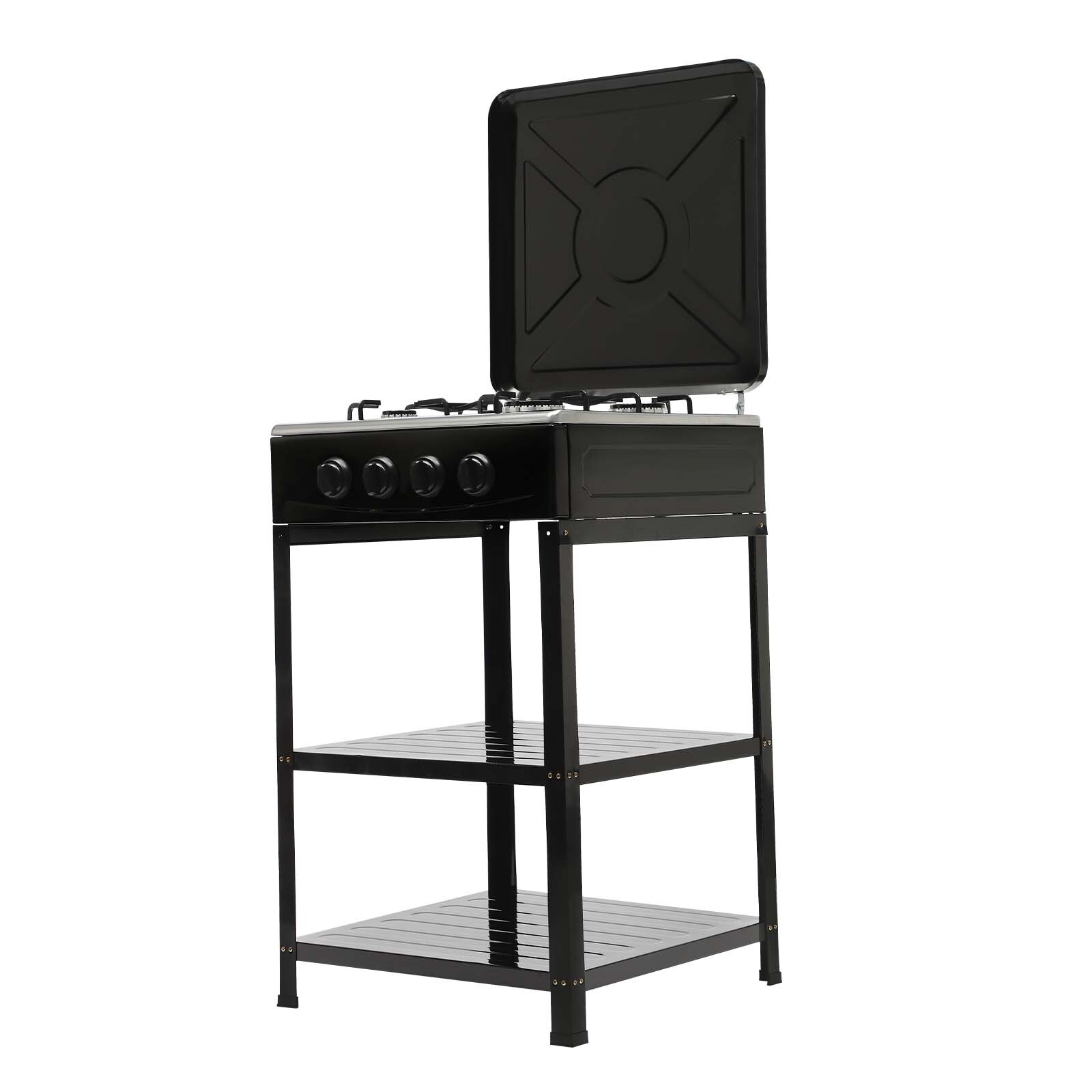 Outdoor 300000 BTU Stove Propane 4 Burner Portable Cooker BBQ Grill Windshelter