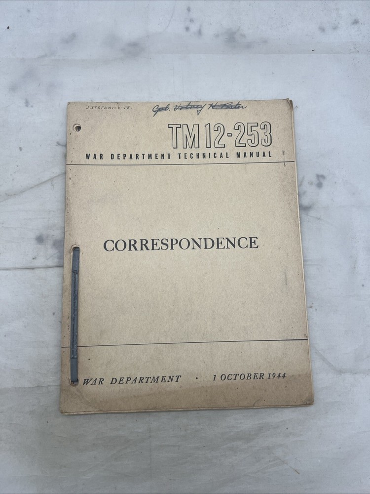 WW2 US Army Correspondence Technical Book 1944 (W248