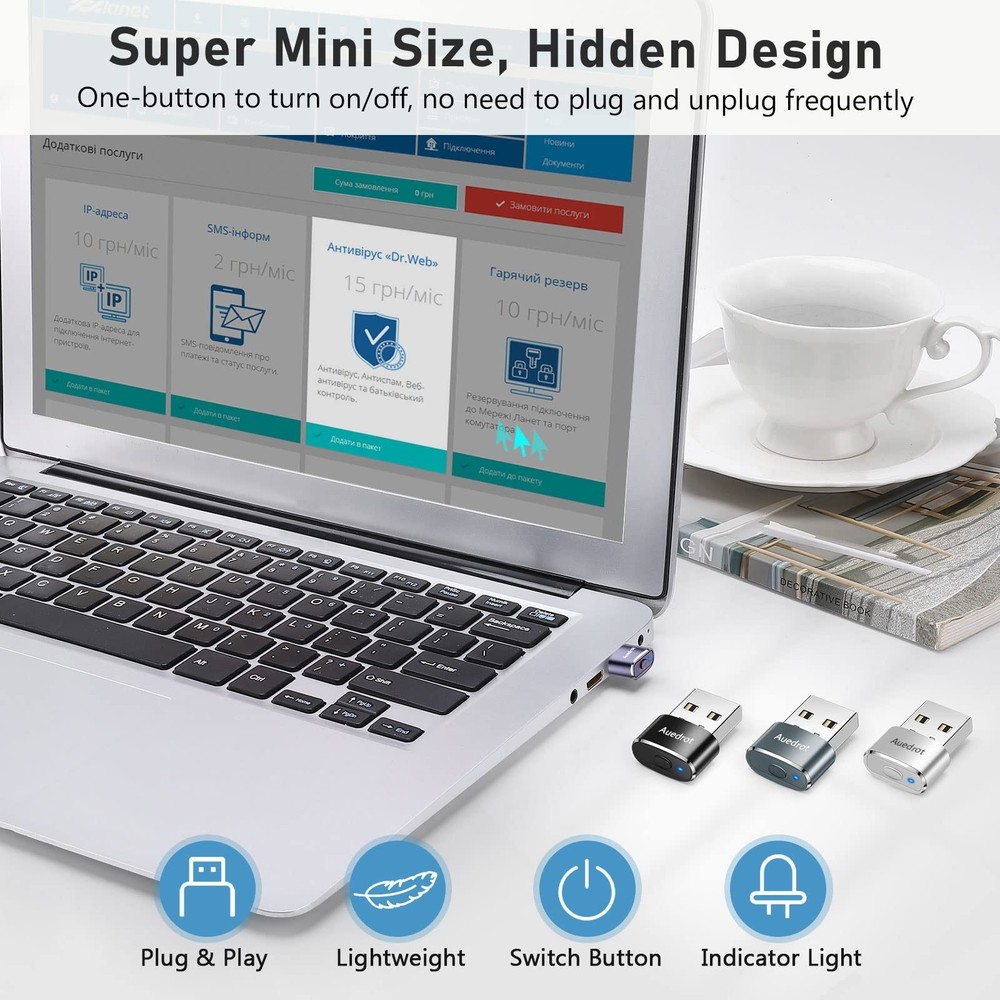 Auedrot USB Mouse Mover with Switch Button, Automatic Mouse Jiggler with 2 Mo...