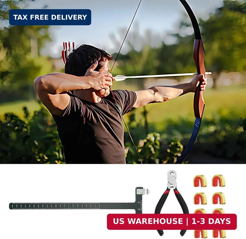 Archery Bow String Nocking Points Set with T Square Ruler Nocking Buckle Pliers