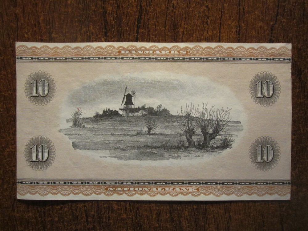 SUFFIX OJ 1970 REPLACEMENT NOTE DENMARK 10 KRONER
