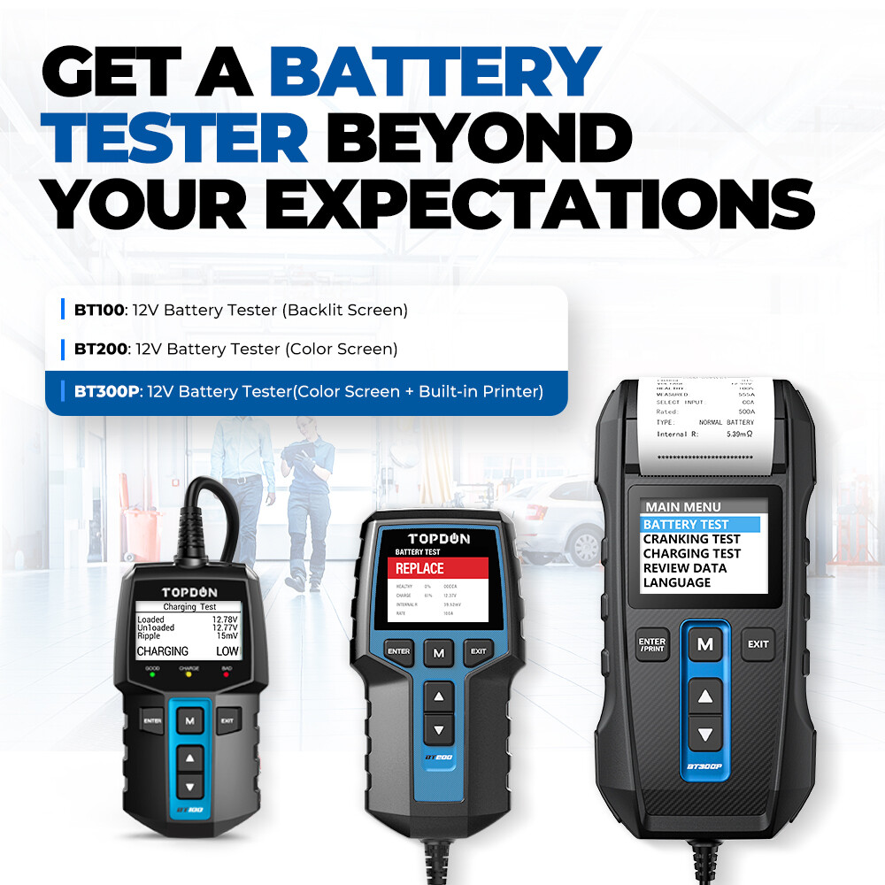 Car Battery Tester + Printer 12V Load Cranking Test Auto Digital Analyzer