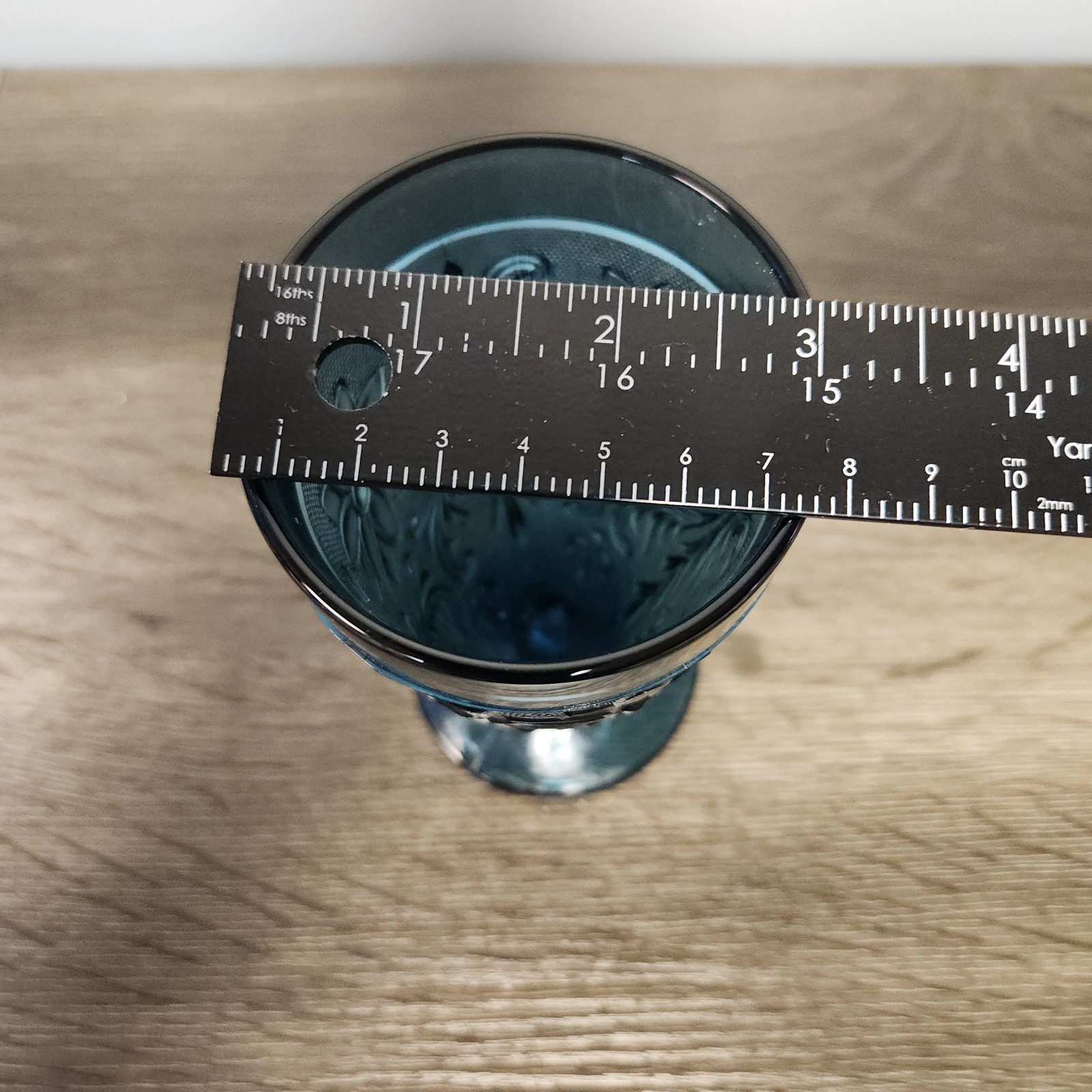 Indiana Glass Tiara Sandwich Bicentennial Colonial Blue Iced Tea Footed Tumbler