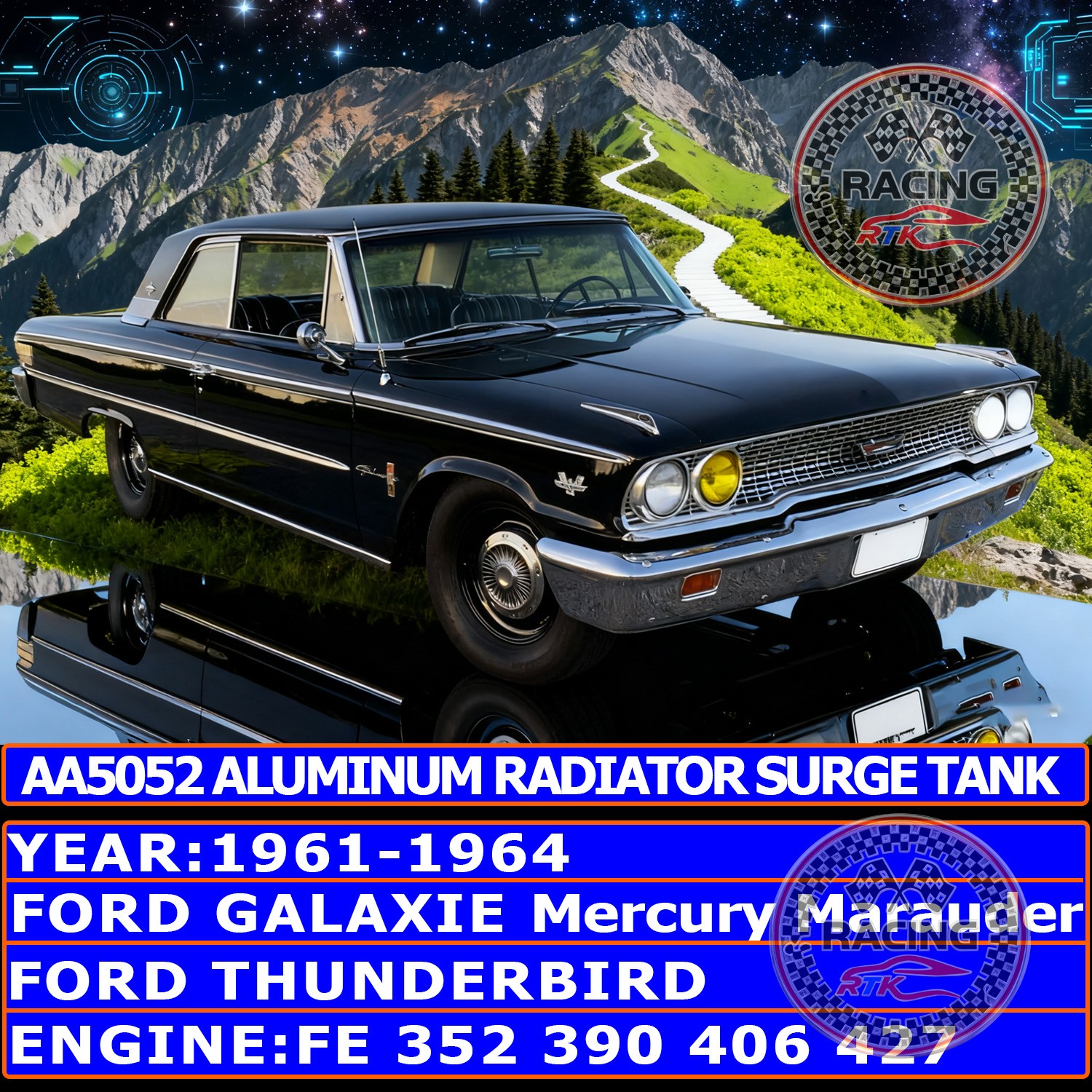 Coolant Reservoir Radiator Surge Tank 60-64 FORD GALAXIE THUNDERBIRD FE 390 ENG