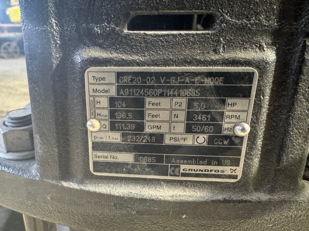 (2) GRUNDFOS 5 HP Vertical Pumps