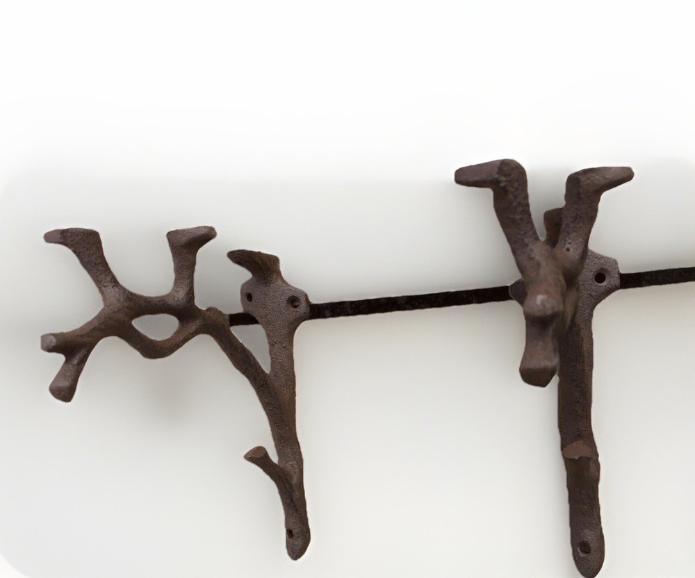 2 Rustic Cast Iron Shelf Bracket Wall Mount Hardware Shelving Braces Tree Branch