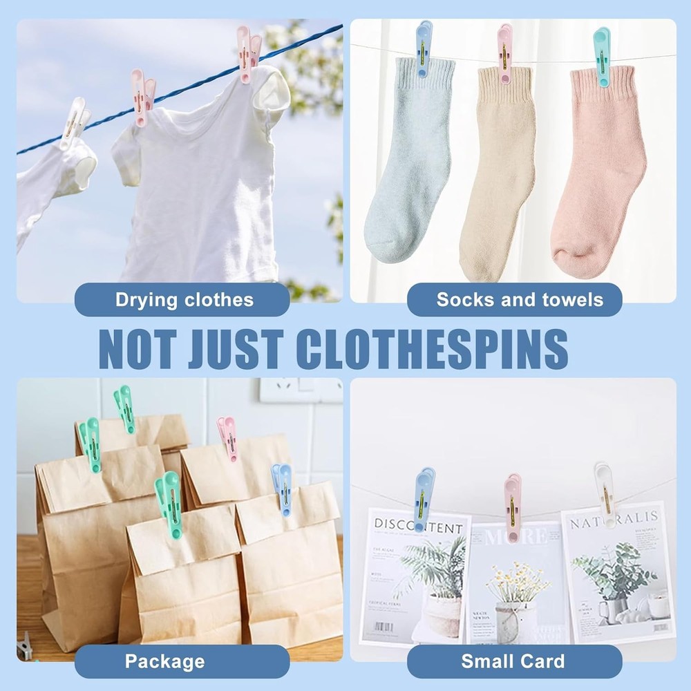 32Pcs Colored Clothes Pins Plastic Laundry Clips,Package Colour