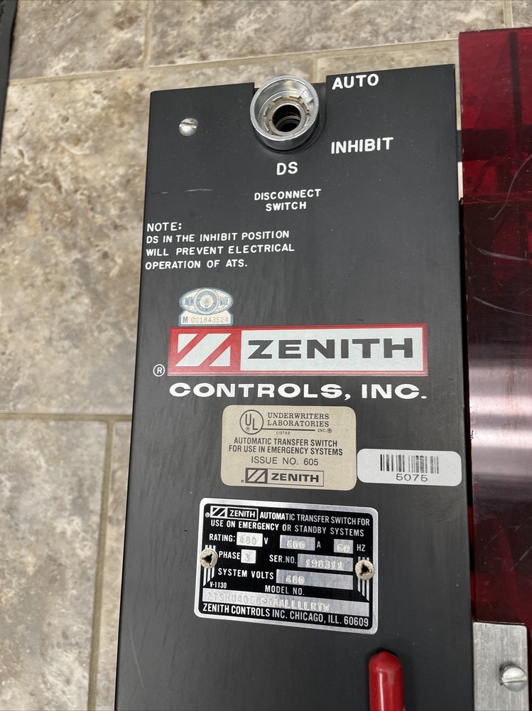 Zenith Automatic Transfer Switch 480V 400A 400 Amp 3 Phase ZTSHU40EC-5AALLLLRTW