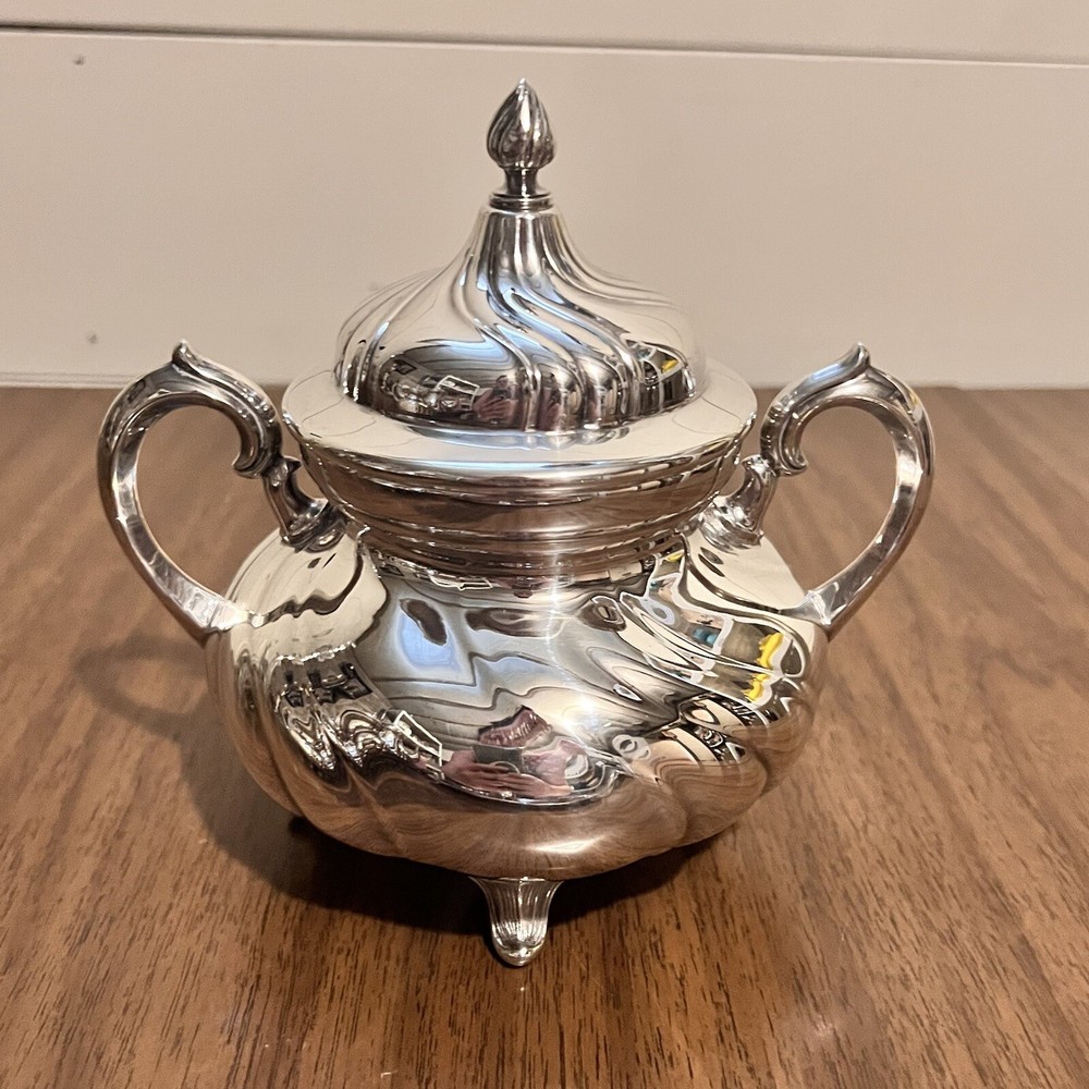 WMF Silver plate Coffee Tea Set 5pc with Tray 18in Swirl Pattern Germany