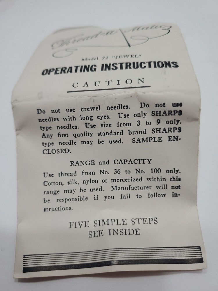 VINTAGE NELPIN THREAD-A MATIC AUTOMATIC NEEDLE THREADER MODEL #72 WITH BOX