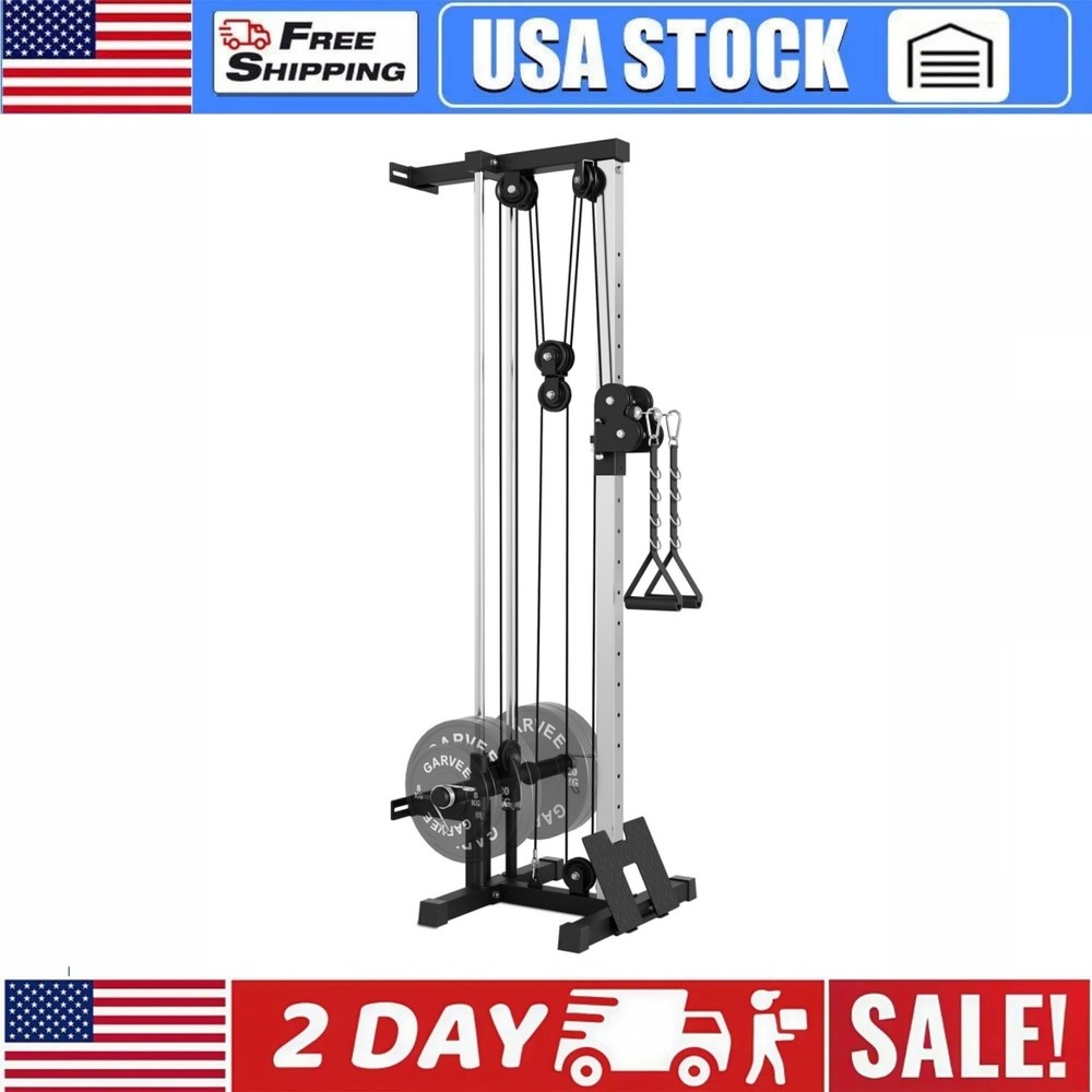 Wall Mount Cable Machine Adjustable Pulley System with Footplate 18 Positions