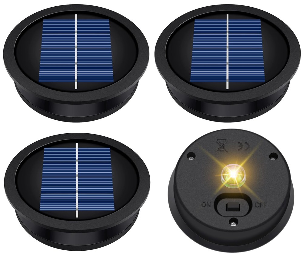 4 Pack Solar Light Replacement Top, 3.23inch-4p, Black
