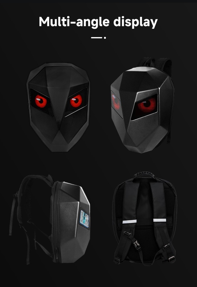 LED Motorcycle Riding Backpack Featuring Illuminated Eye Design, Large Capacity