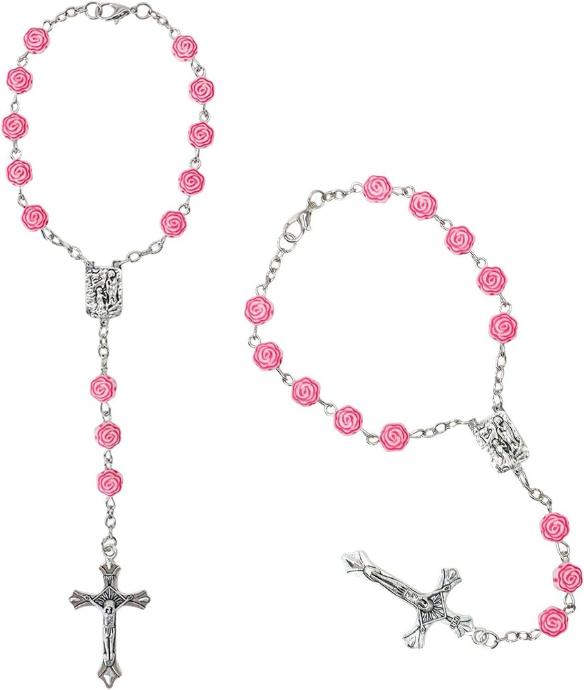 Car Rosary for Rearview Mirror, 2PCS Personalized Rear View Cross Blessing Beads