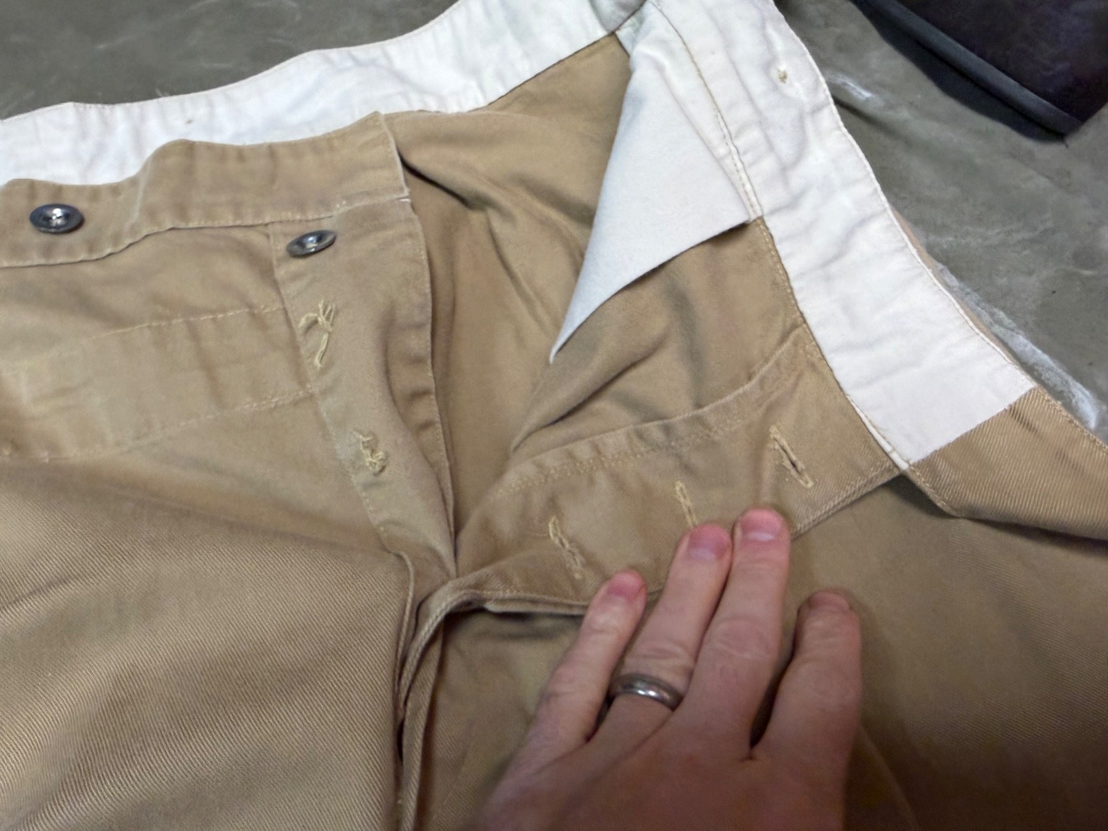 WWII BRITISH ARMY SUMMER KHAKI DRILL FIELD TROUSERS-SIZE XLARGE