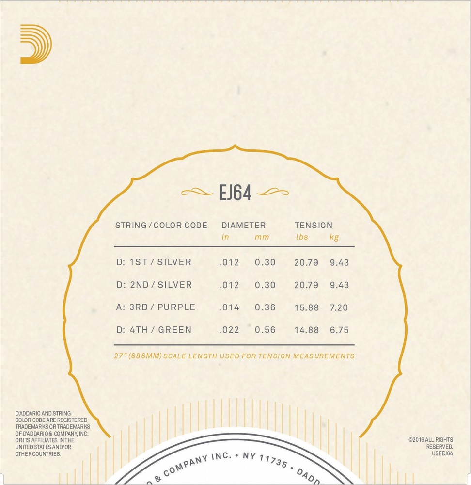 D'Addario EJ64 4 String Dulcimer Strings