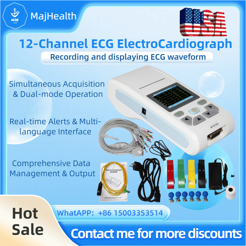 Touch Screen ECG90A Single Channel 12 Leads USB Software Printer EKG ECG Machine