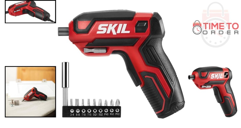 Rechargeable 4V Cordless Screwdriver 9pcs Bits USB Charging Power Tool