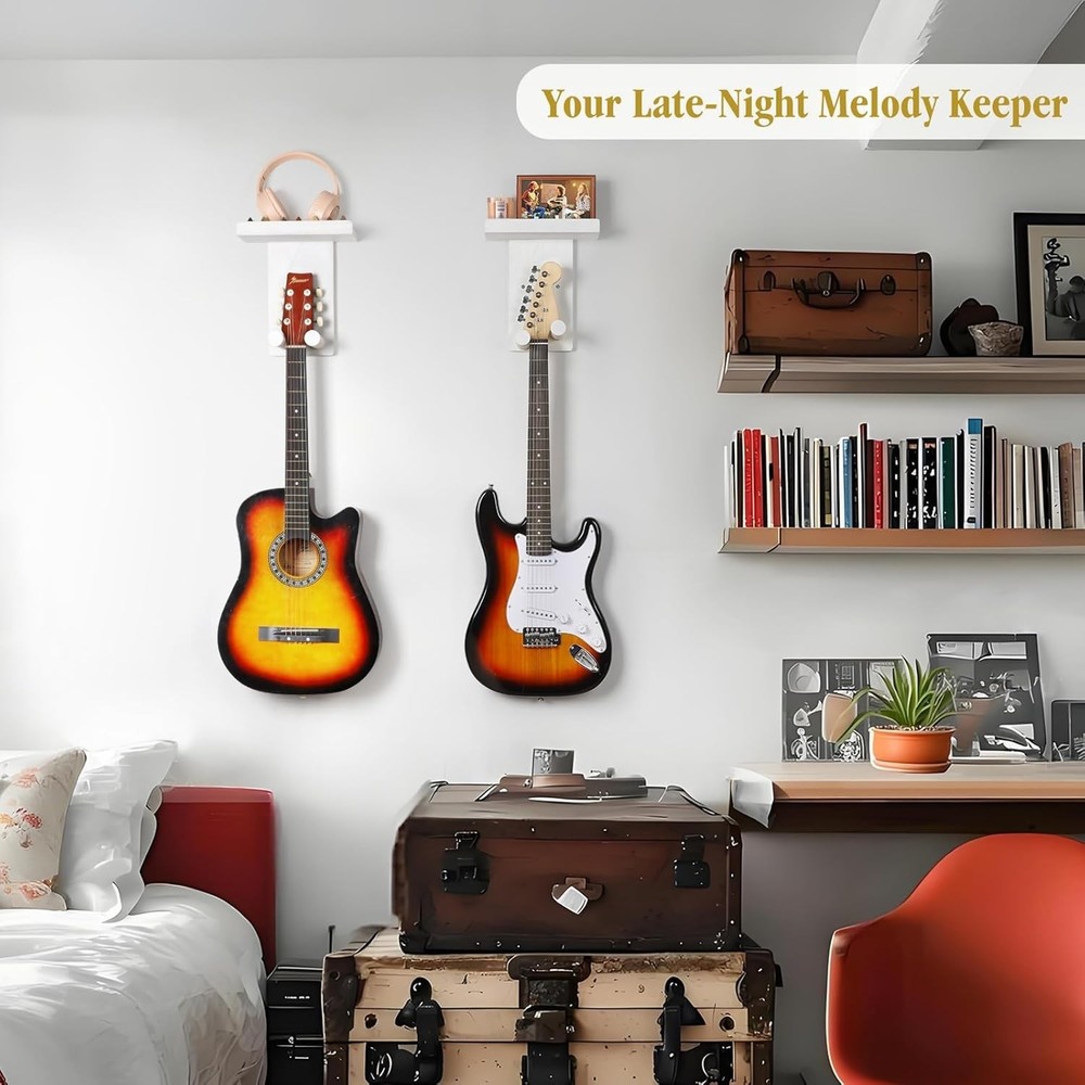 Rustic Wood Guitar Wall Mounts - 2 Pack