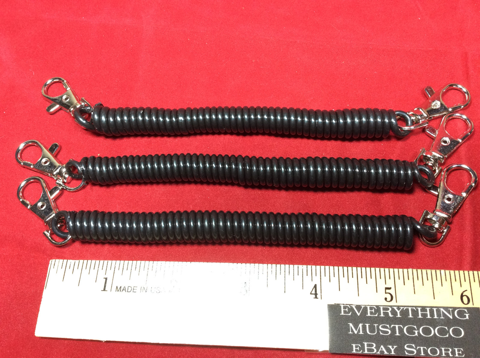 3 PC SPRING COIL STRETCH CLIP CLAW CLASP RETRACTABLE BUNGEE KEYCHAIN SPIRAL CORD