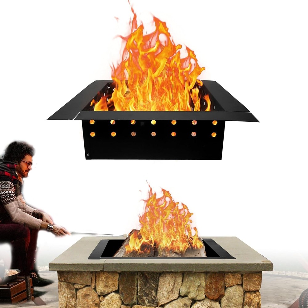 Fire Pit Ring Insert Square 32" OD & 24" ID With Coller Support & Air Vents