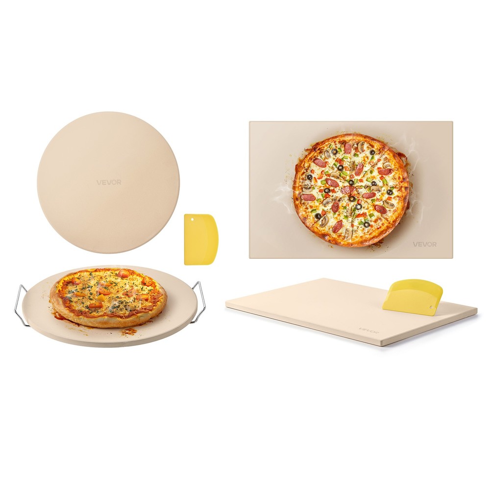 VEVOR Pizza Stone Round/Rectangular Cordierite Baking Stone for Oven & Grilling