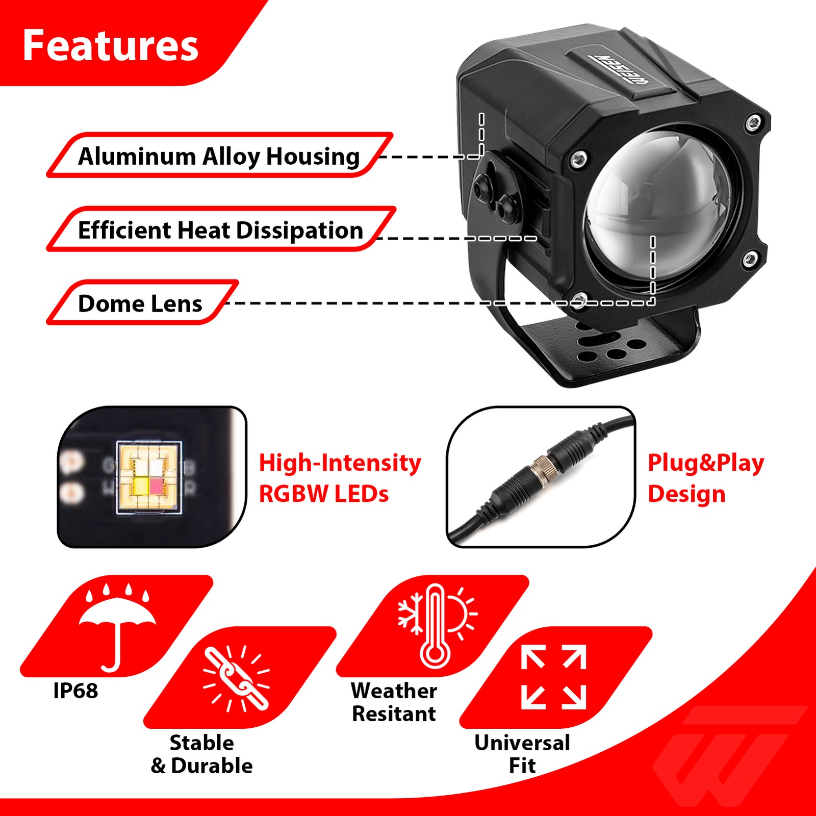 2x Laser RGBW LED Whip Lights Whipless Antenna For ATV UTV SXS Can-am x3 Polaris