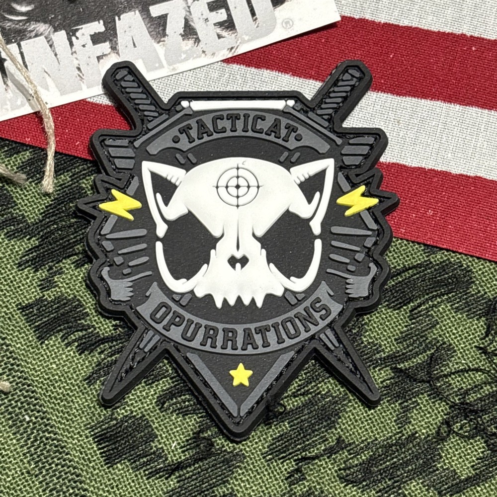 PvC 3D Tactical Opurrations Cat Hook And Loop Patch High Quality 3d