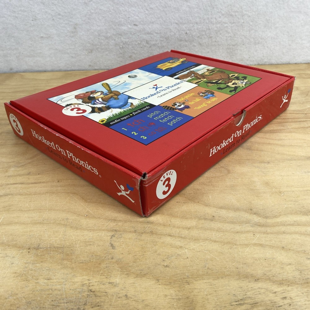 Hooked On Phonics Learn To Read Level 3 Audio Tapes Flash Cards Red Workbook