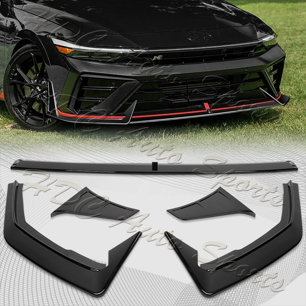 For 2024-2026 Hyundai Elantra N-Line Painted Black Front Bumper Lip Spoiler