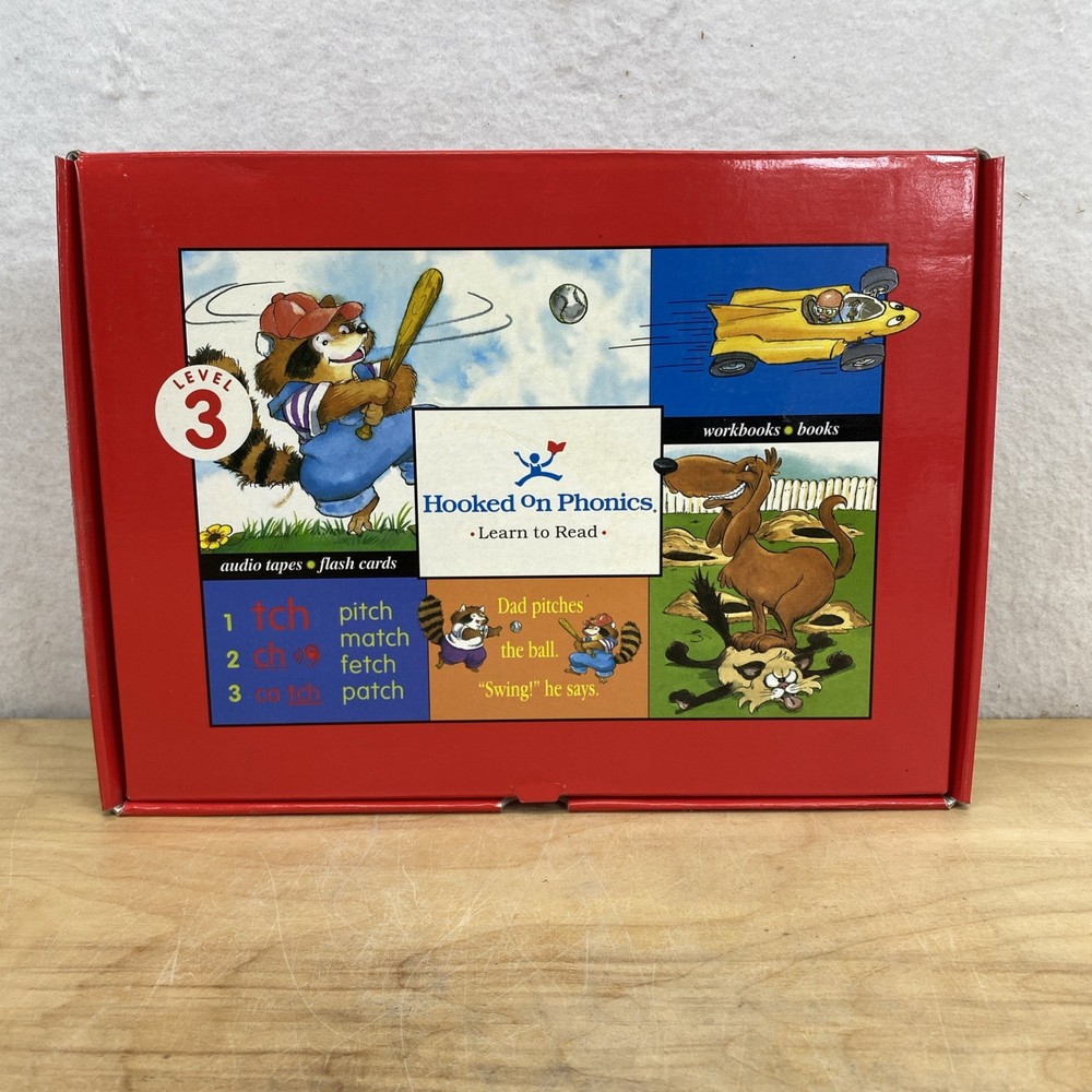 Hooked On Phonics Learn To Read Level  3 Audio Tapes Flash Cards Red Workbook