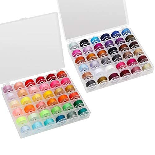 72 Pcs Prewound Thread Bobbins with Bobbin Box for Sewing Machine Embroidery