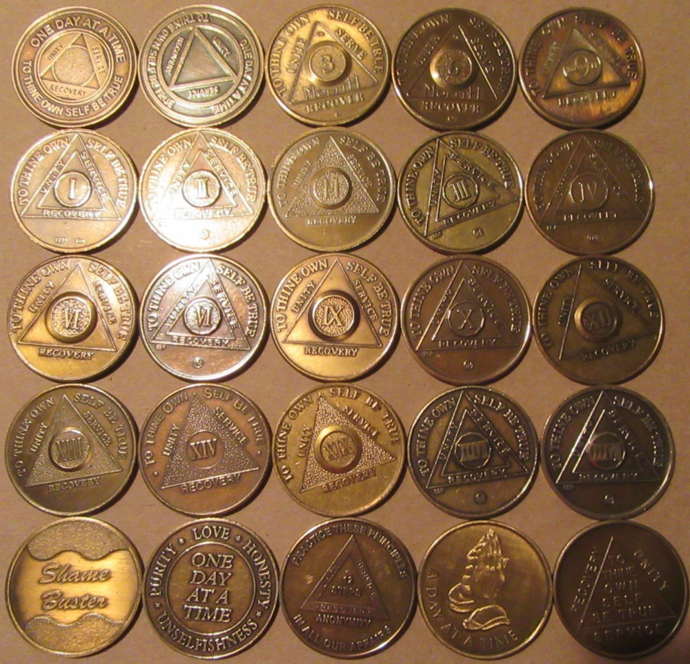 Alcoholics Anonymous AA medallion Bronze