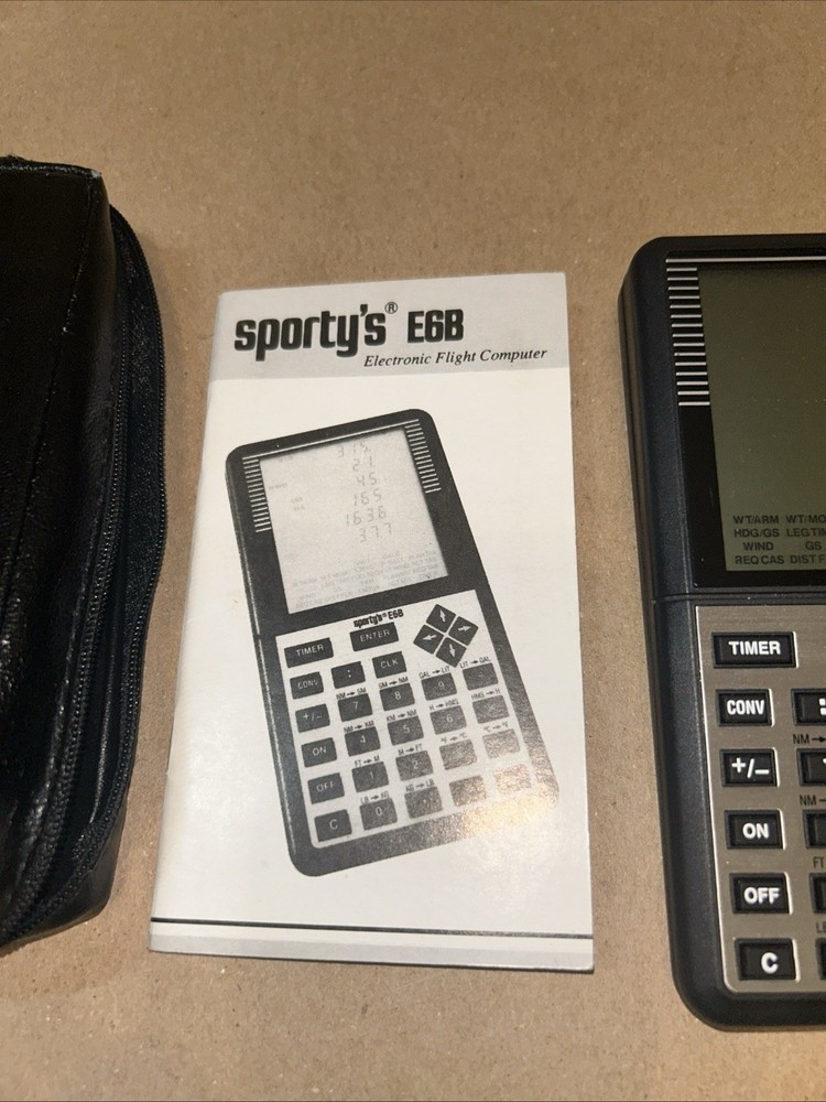 Sporty’s E6B Electronic Flight Computer w/ Case & Manuals Tested Pilot