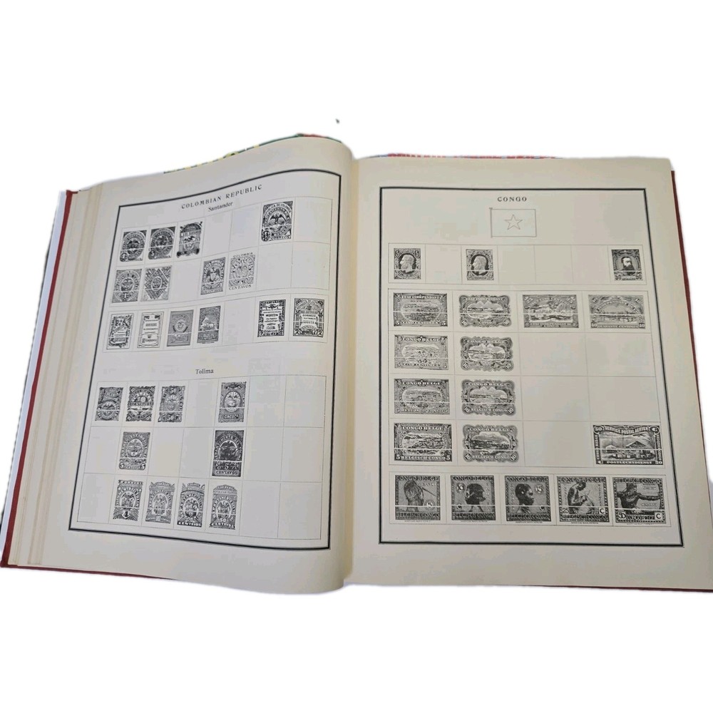 Antique 1933 Modern Postage Stamp Album 11x9.5 Stamps Removed On Some Pages