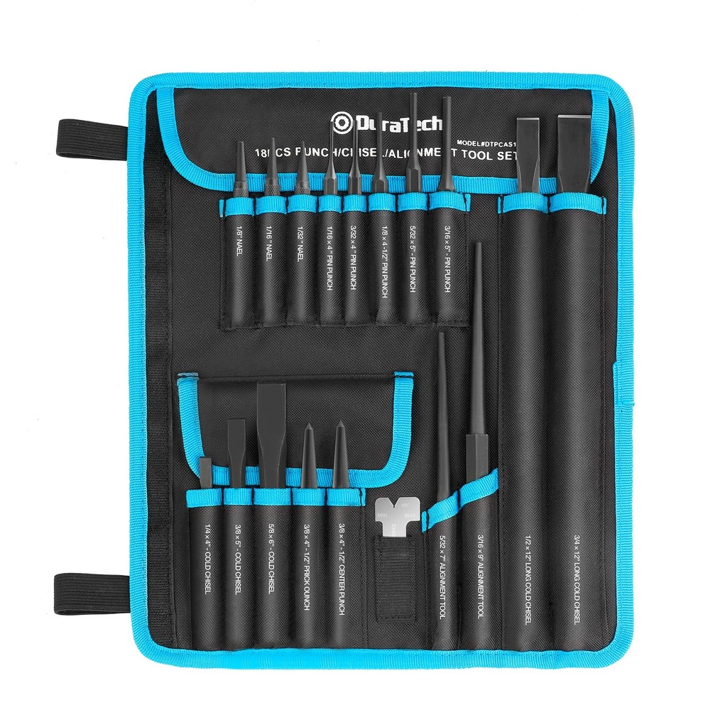 DURATECH 18 Piece Punch/Chisel/Alignment Tool Set, Including Pin, 18-Piece