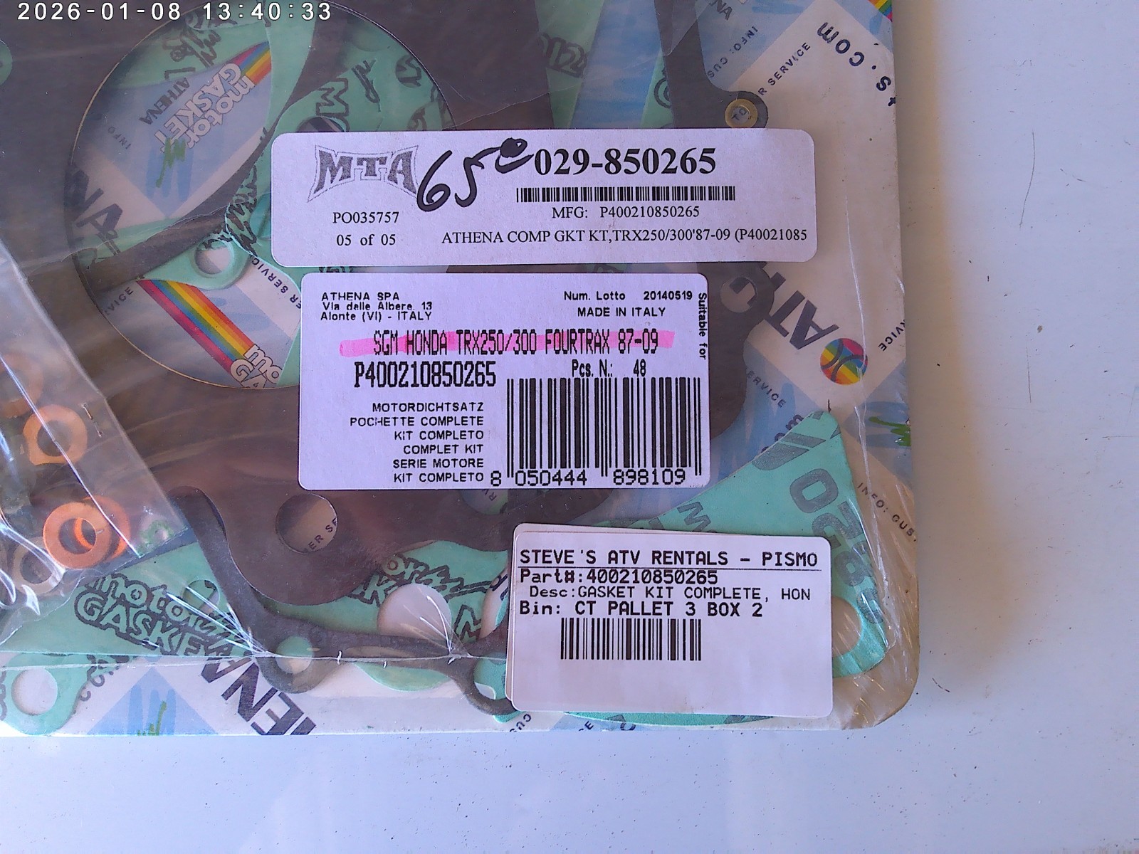 NOS ATHENA 400210850265 GASKET KIT, COMPLETE TRX250 / TRX300 FOURTRAX