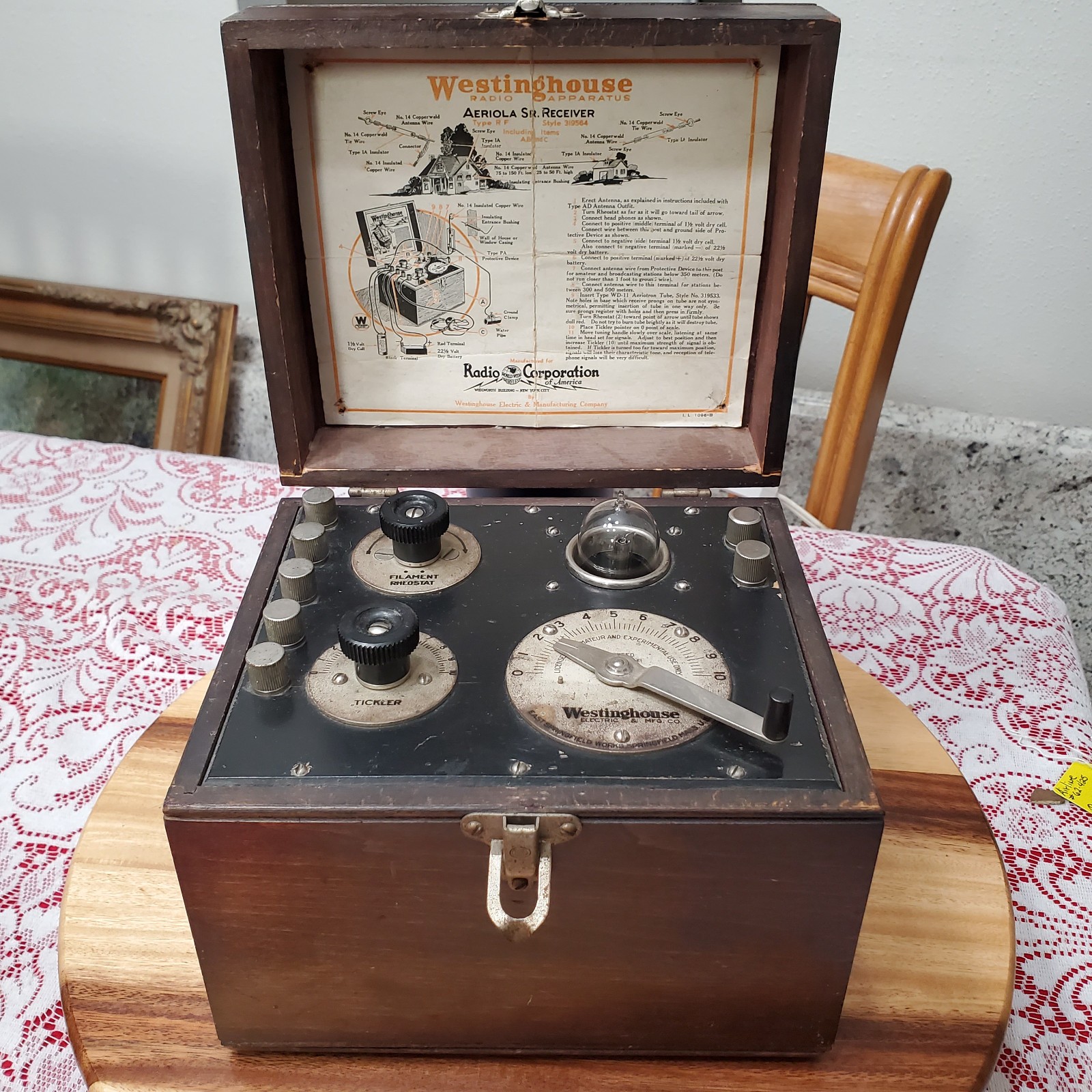 Antique 1920s Westinghouse RCA Aeriola Sr. Receiver Tube Radio RF Style 319564