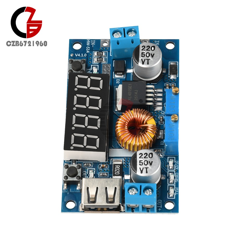 Adjustable 5A CC/CV Power Step-down Charge Module LED Driver W/ USB Voltmeter