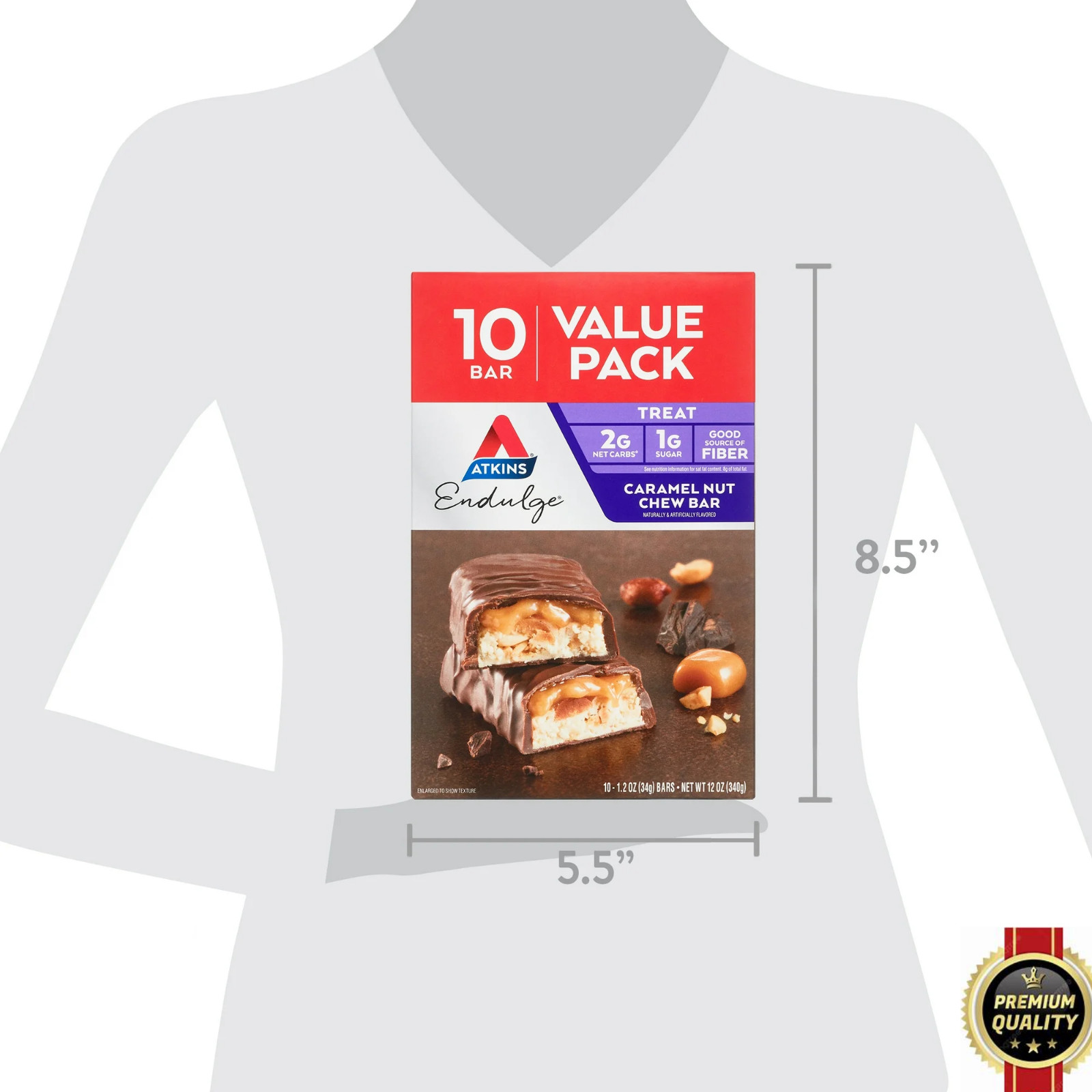 Atkins Endulge Treats, Caramel Nut Chew Bars, Low Sugar Snacks, Dessert Bars