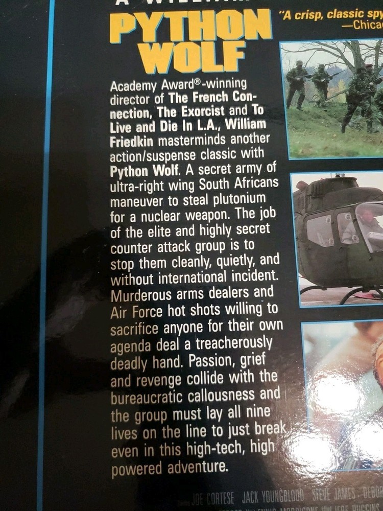 PYTHON WOLF (C.A.T. Squad) Laserdisc WILLIAM FRIEDKIN Ennio Morricone W36