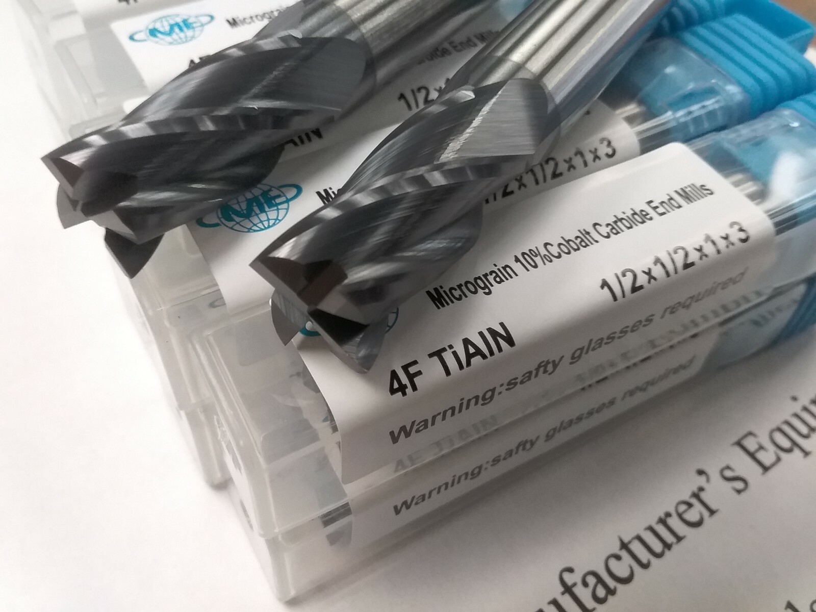 10pcs 1/2"x1x3 Solid Carbide End Mills Tialn Coated,4flt s/e,center-cutting-new