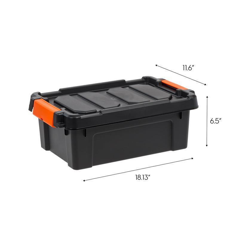 Heavy Duty Plastic Storage Bins Lockable Lids Stackable Ergonomic Handles 6Pk US