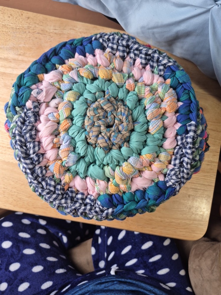 Handcrafted Crocheted Basket Multicolored