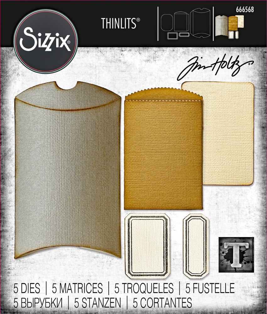 Sizzix Thinlits 5pc Pillow Box #666568 Retail $20.99 by Tim Holtz Vault